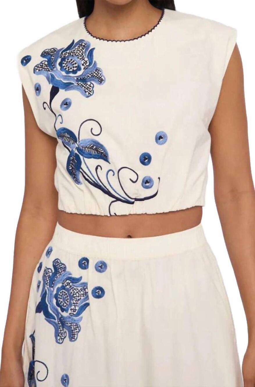 NEW LOVE THE LABEL cambrie crop top in kimber embroidery
